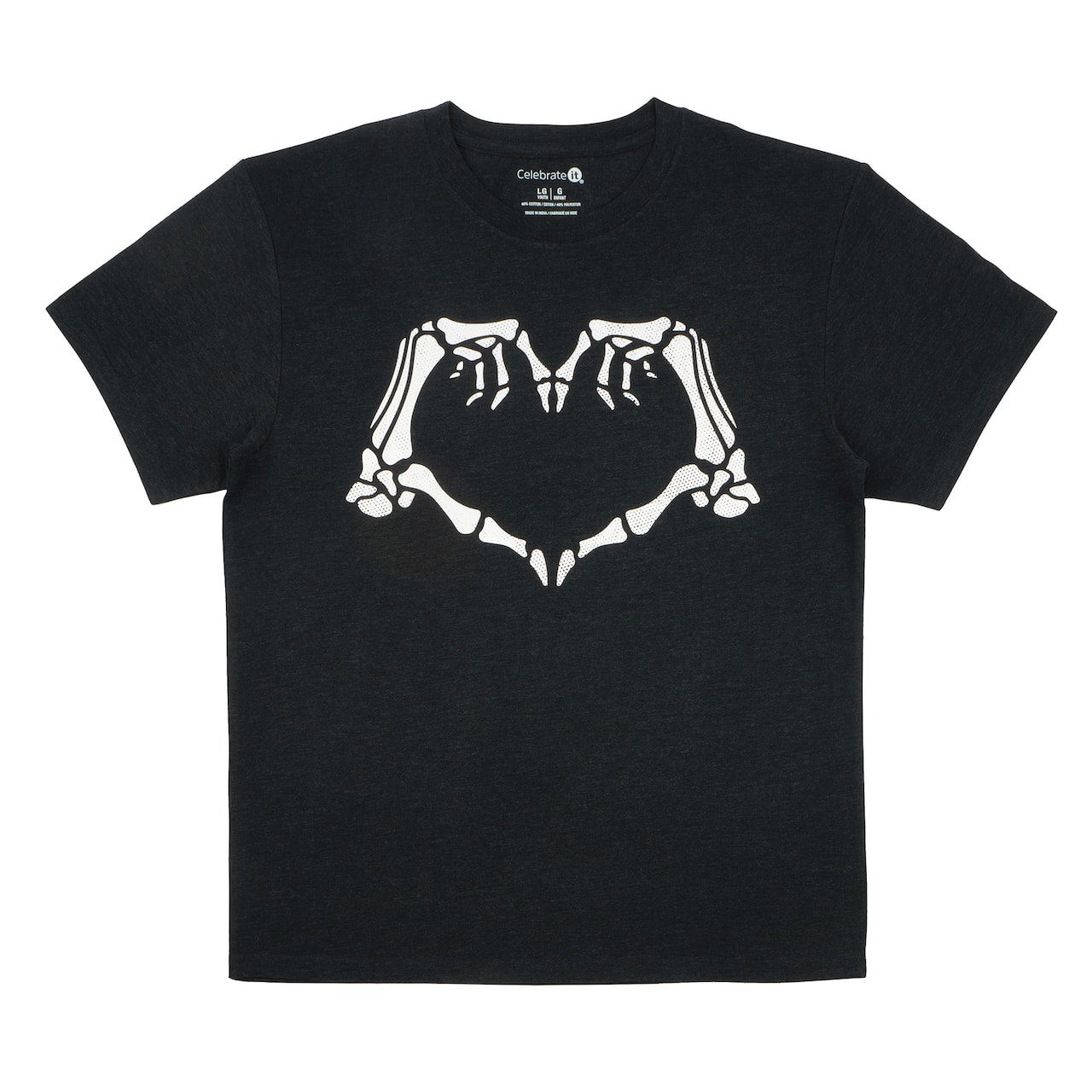Charcoal Skeletal Heart Hands Youth Crew Neck T-Shirt by Celebrate It™